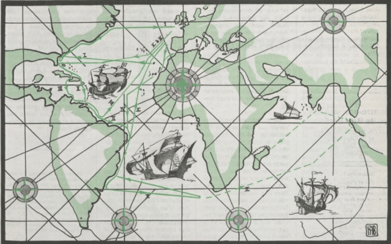 Carte interprétée d’après le planisphère de Girolamo Verrazano (1529) et complétée par le tracé supposé du continent austral tel qu’il est ressenti au milieu du XVIe siècle par des géographes célèbres comme Oronce Finée