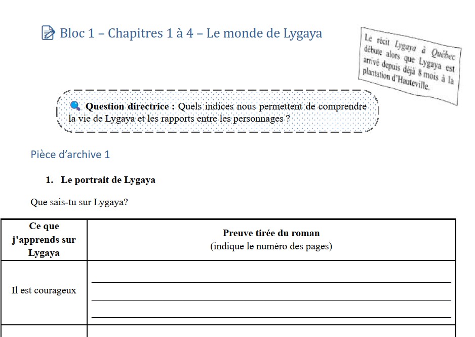 Les archives de Lygaya. Carnet de lecture et son corrigé – Image 3