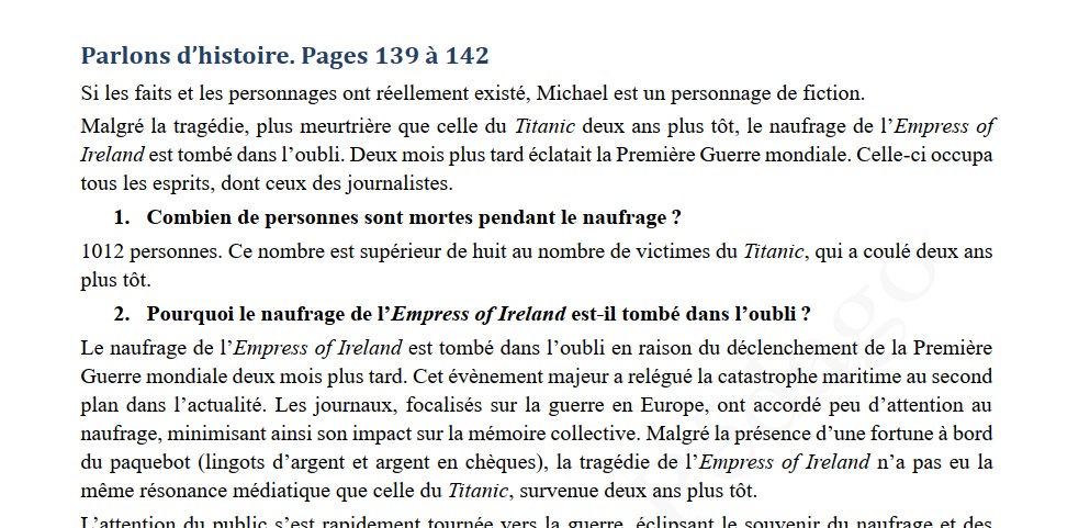 Guide de lecture. La dernière nuit de l'Empress of Ireland – Image 4