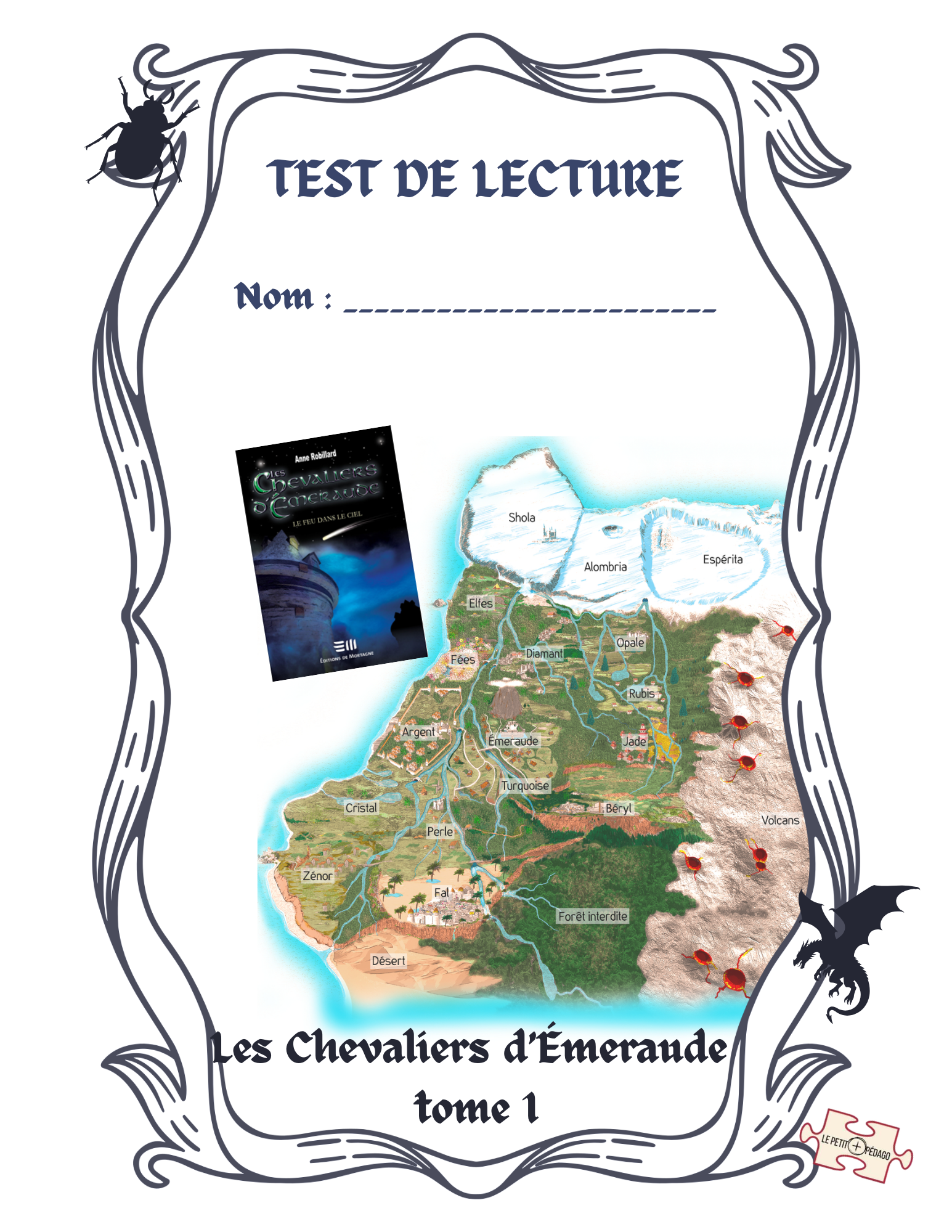 Test de lecture et son corrigé. Les Chevaliers d'Émeraude