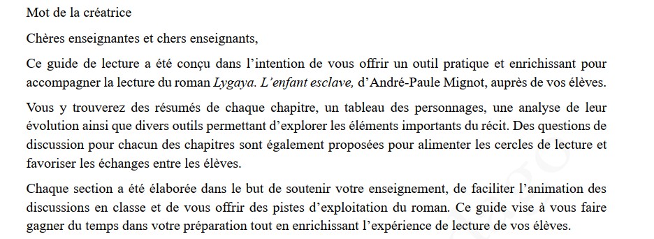Guide de lecture. Lygaya. L’enfant esclave – Image 2